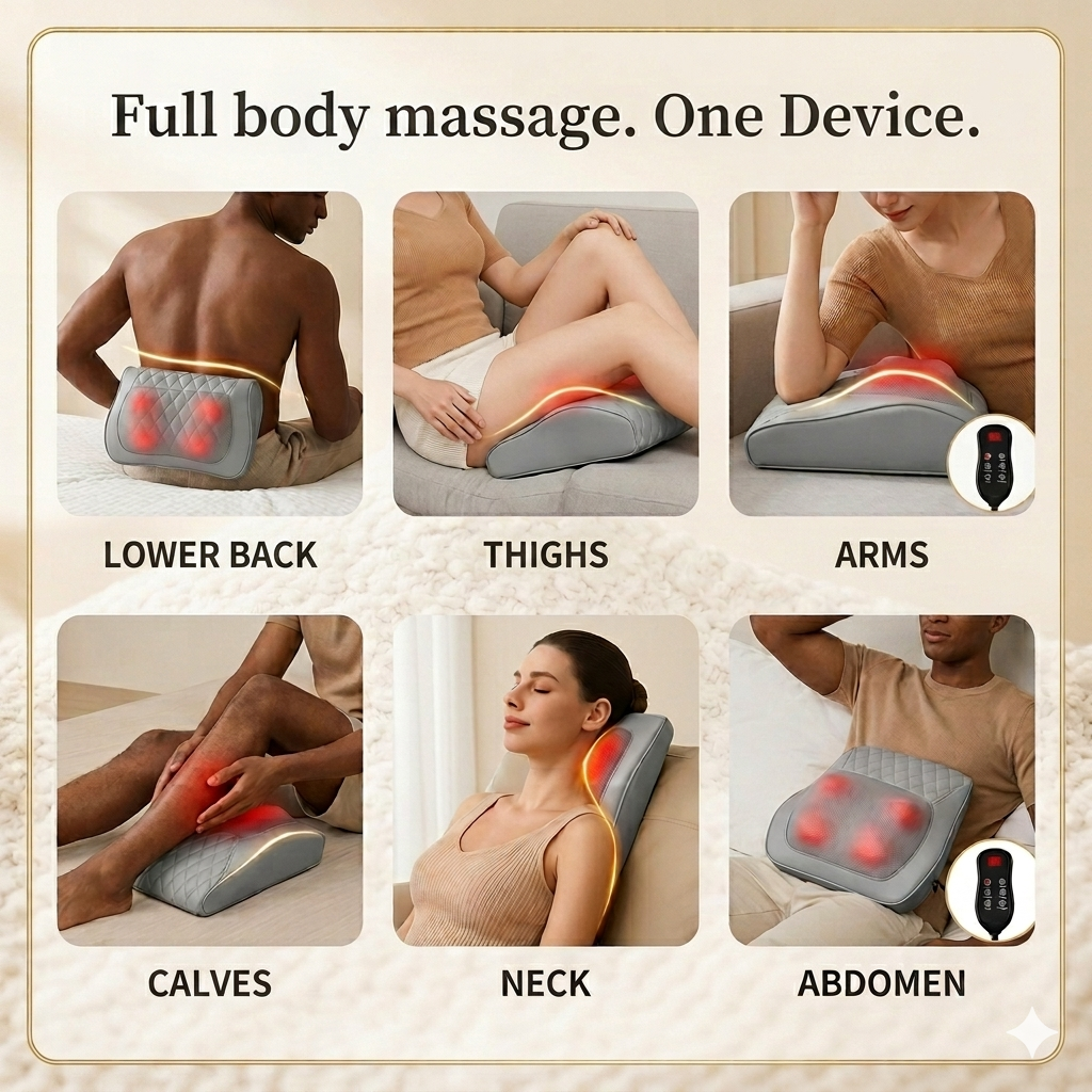 ZenAuraX Shiatsu Massage Pillow — Neck, Back & Shoulders