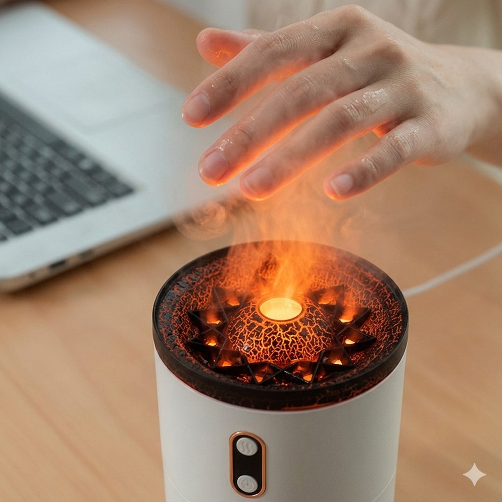 ZenAuraX Volcanic Flame Diffuser — Aroma & Mood Light