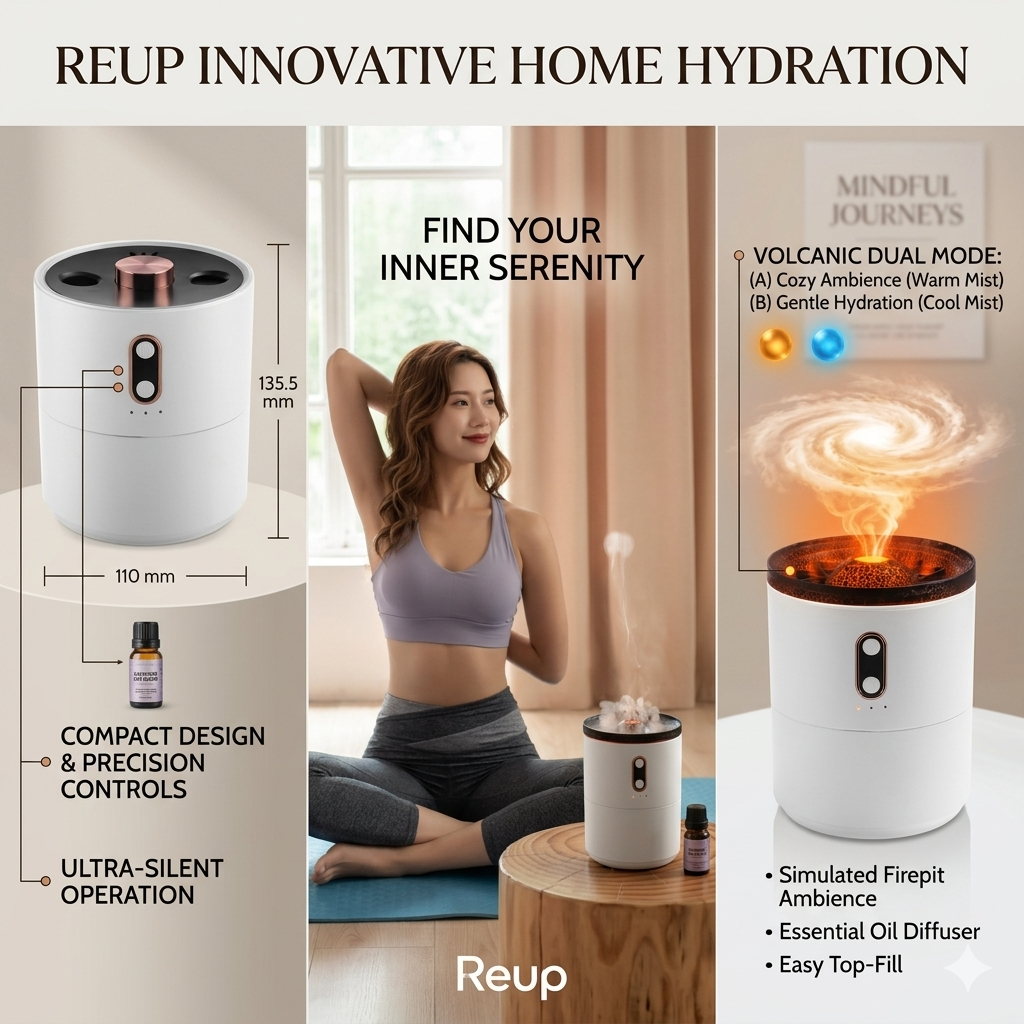 ZenAuraX Volcanic Flame Diffuser — Aroma & Mood Light