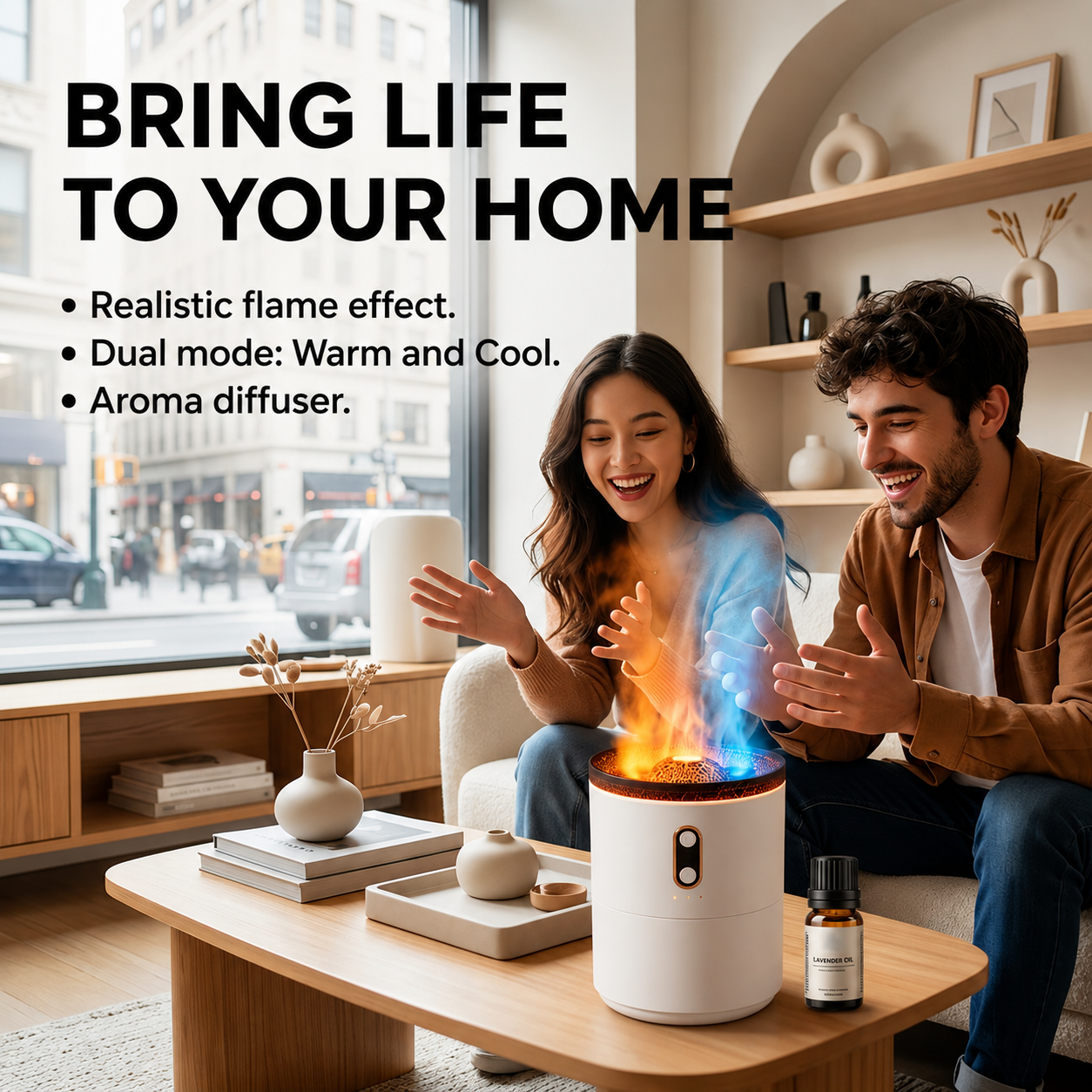 ZenAuraX Volcanic Flame Diffuser — Aroma & Mood Light